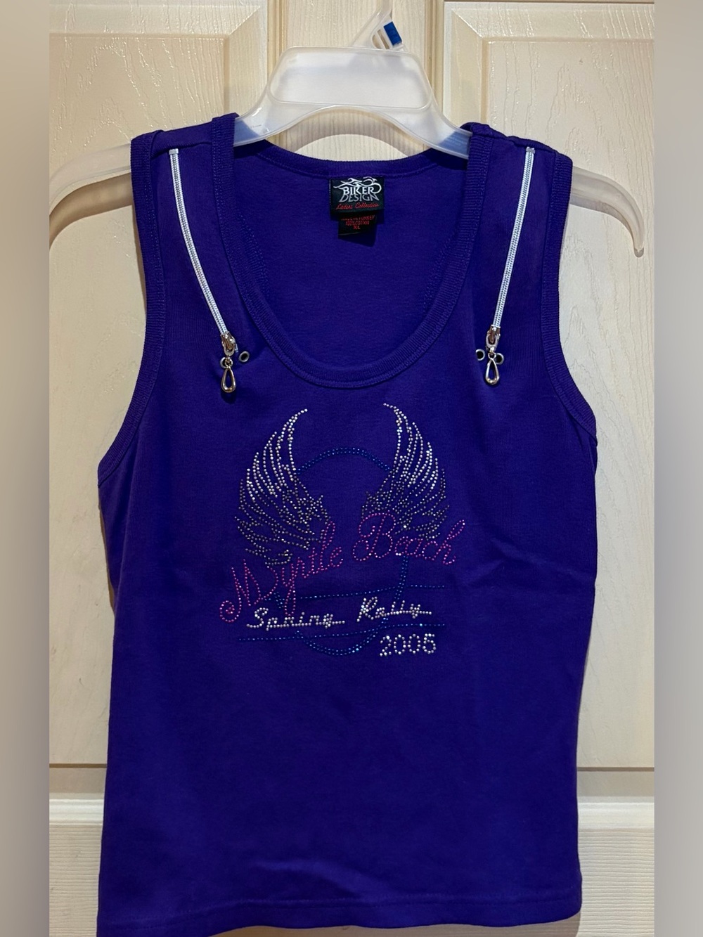 Biker Purple Rhinestone Tank, Size L / XL